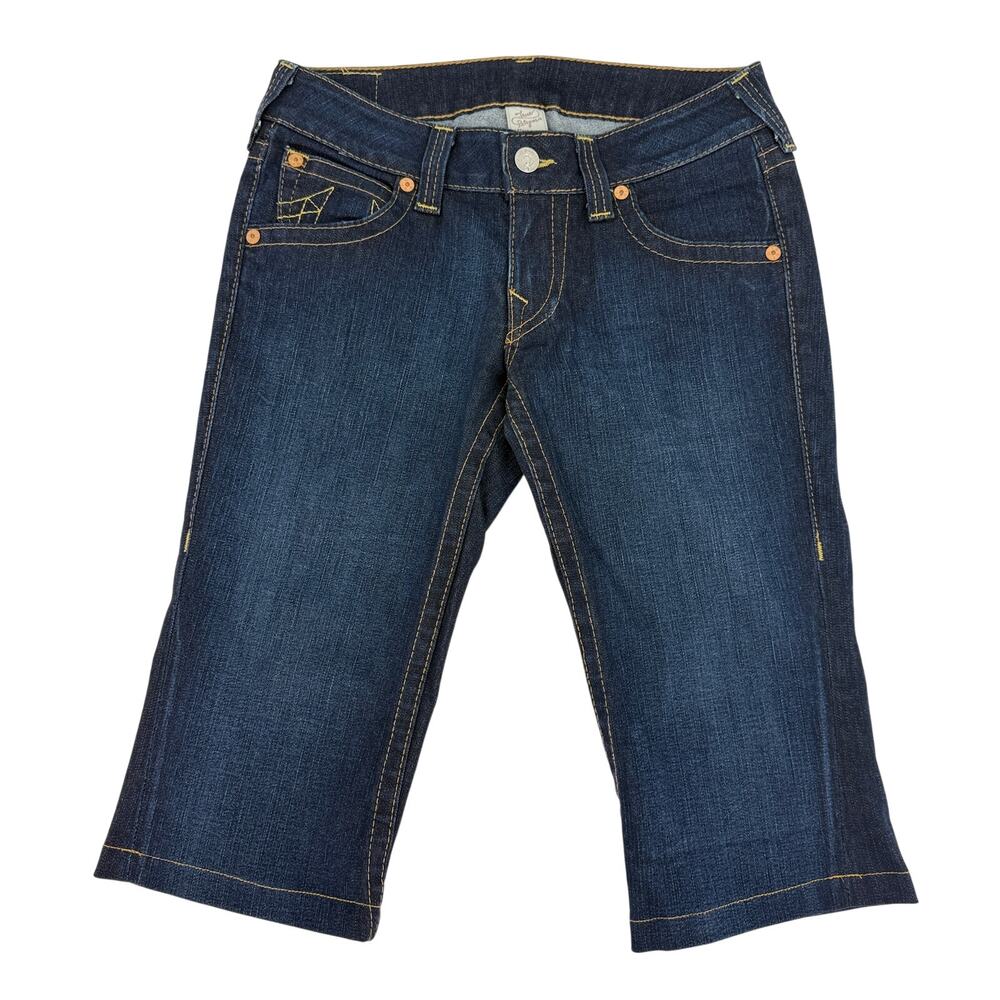 True Religion Bermuda Jean Shorts Size 30 Dark Wash Denim Low Rise